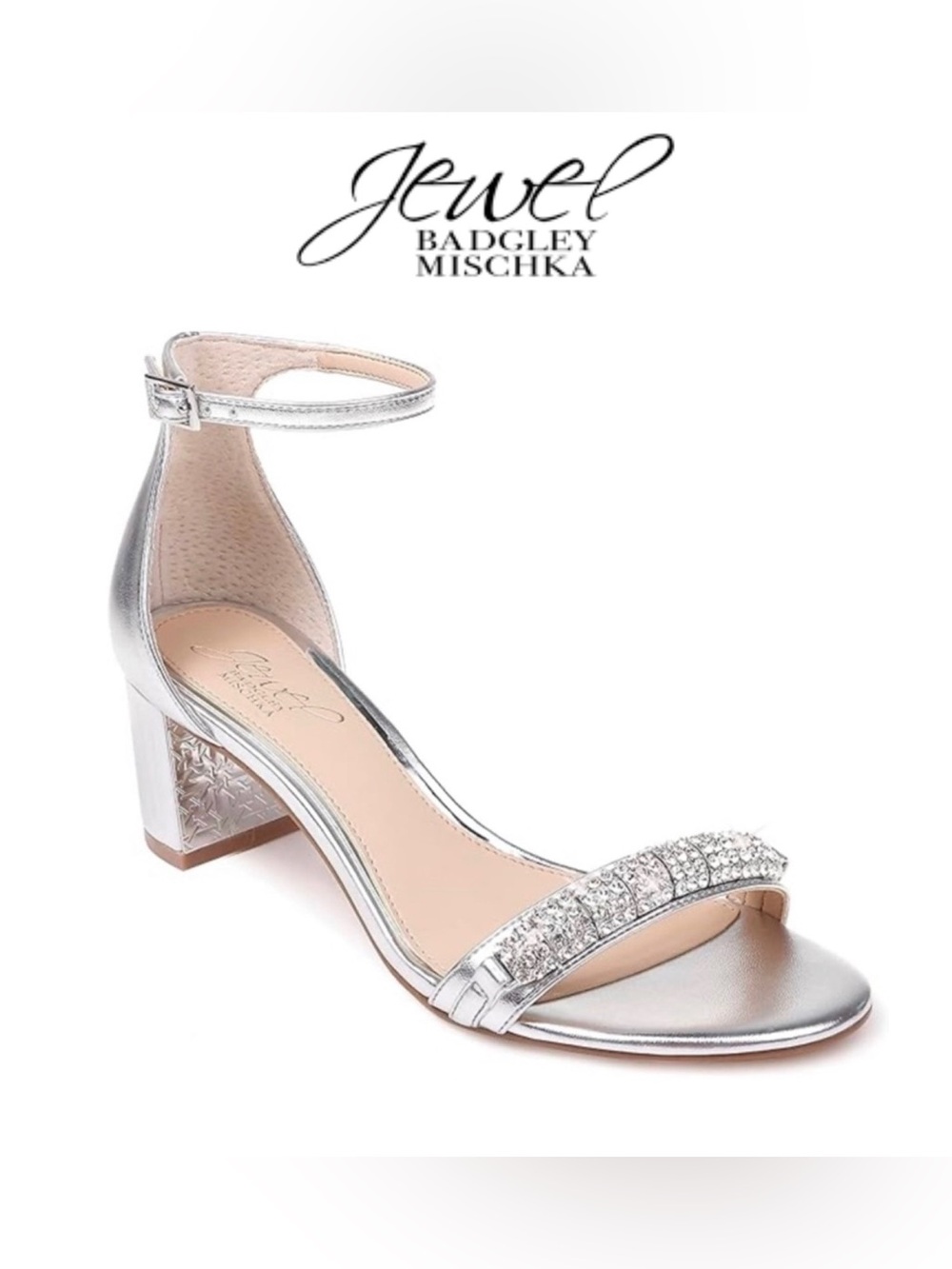 Jewel by Badgley Mischka Ramsay Ornamented Block Heel Sandal 7 1/2